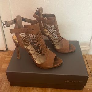 Vince Camuto, brown heeled sandals size 7 1/2 wmn